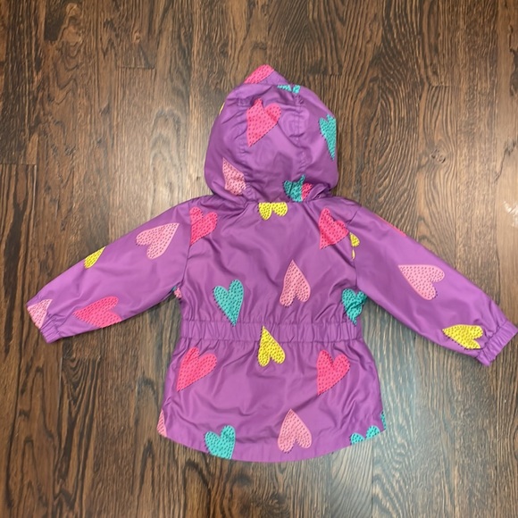 Cat & Jack Girls Purple Heart Rain Jacket, 18 Months - Picture 2 of 7